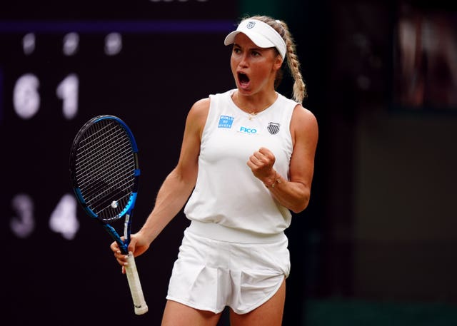 Yulia Putintseva celebrates a point