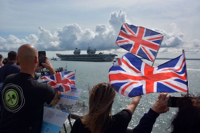HMS Prince of Wales leaves Portsmouth Naval Base