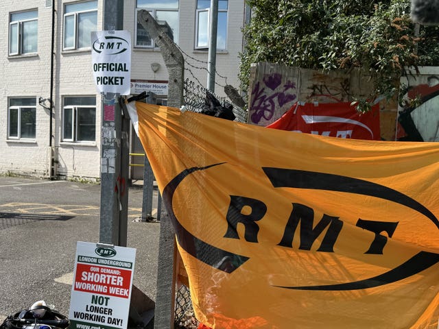 Members of the Rail, Maritime and Transport union (RMT) at the Queen’s park depot picket line last month