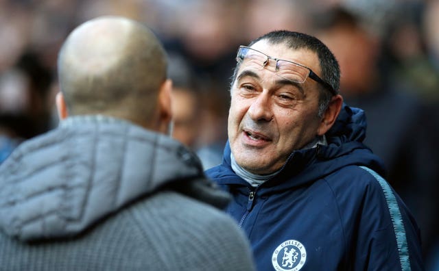 Chelsea manager Maurizio Sarri (right) has plenty on his mind