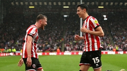 Anel Ahmedhodzic (right) celebrates scoring Sheffield United’s ‘s opening goal (Ian Hodgson/PA)