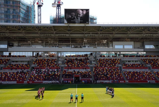 Brentford and Millwall players also stood in memory of the Duke of Edinburgh