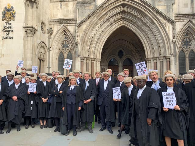 Criminal barristers during their strike on Wednesday (Tom Pilgrim/PA)