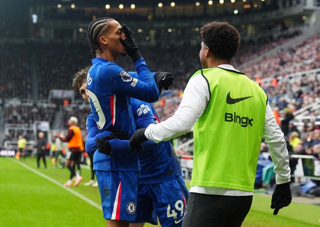 Joao Pedro celebrates after equalising against Newcastle 