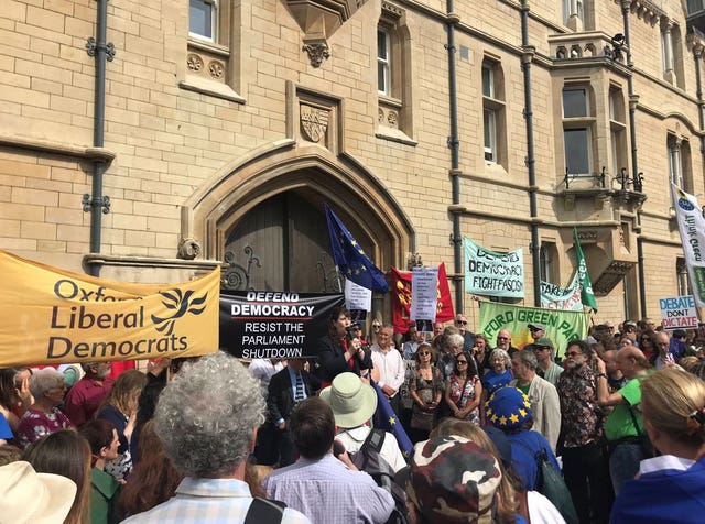 Protesters outside Balliol College in Oxford, previously attended by Boris Johnson 