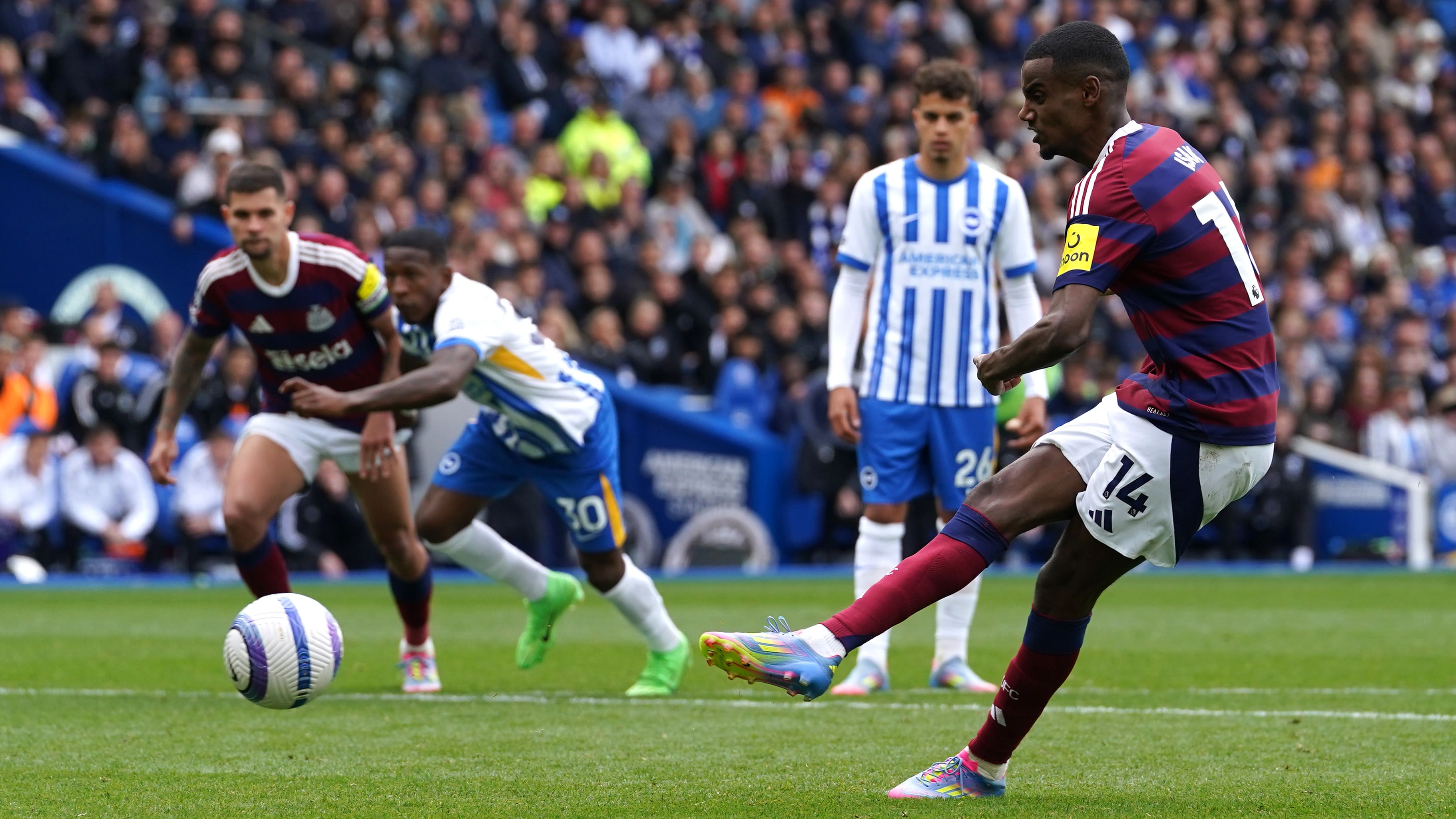 Alexander Isak scores from the spot (Gareth Fuller/PA)