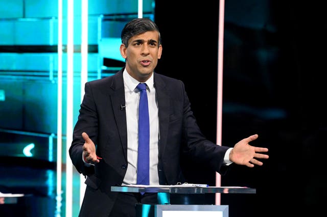 Rishi Sunak at the ITV leaders' debate