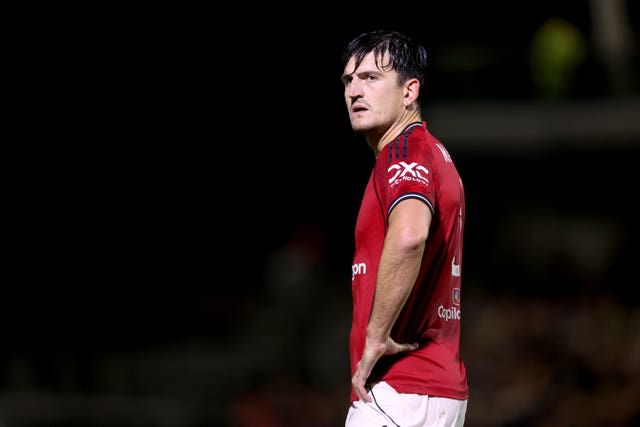 Manchester United’s Harry Maguire puts his hands on his hips