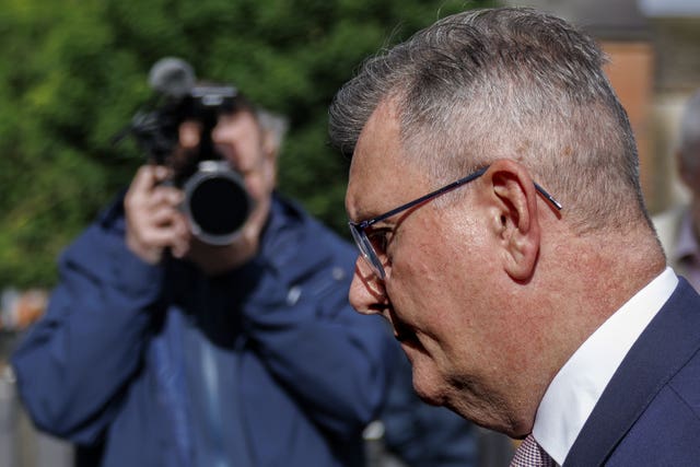 Sir Jeffrey Donaldson arriving at Newry Crown Court