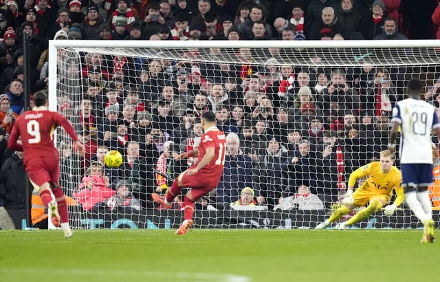 Mohamed Salah scores a penalty for Liverpool