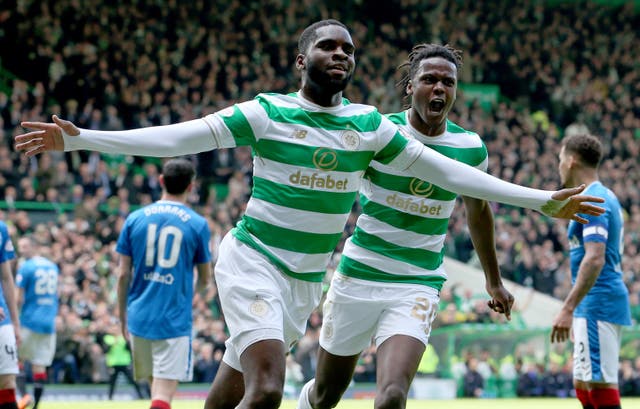 Celtic's Odsonne Edouard netted twice as the Hoops wrapped up last season's league title with a 5-0 thumping of Gers