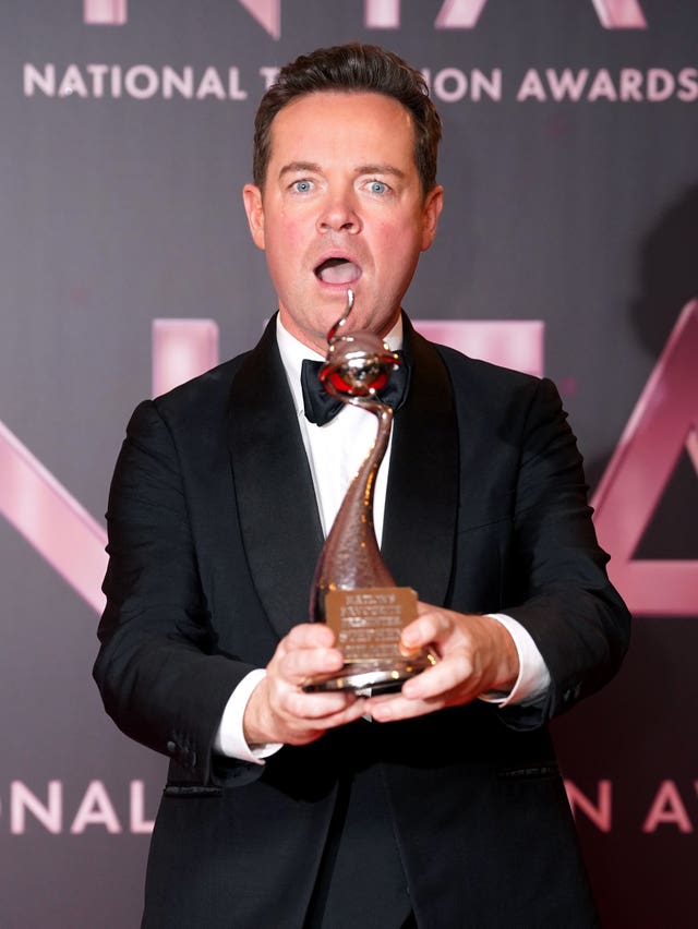 Stephen Mulhern after accepting an award on behalf of Ant and Dec at the National Television Awards in 2022 