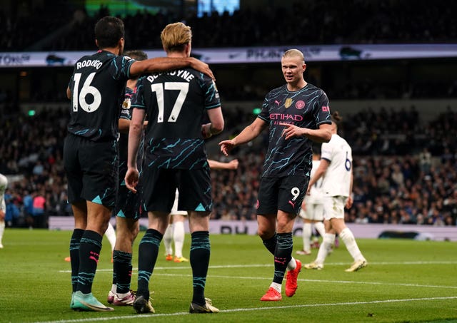 Manchester City celebrate scoring
