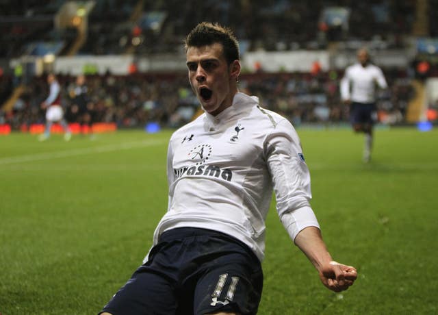 Gareth Bale celebrates a hat-trick against Aston Villa in 2012