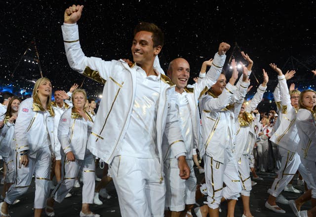 The poster boy of London 2012, Daley pictured during the team parade at the opening ceremony
