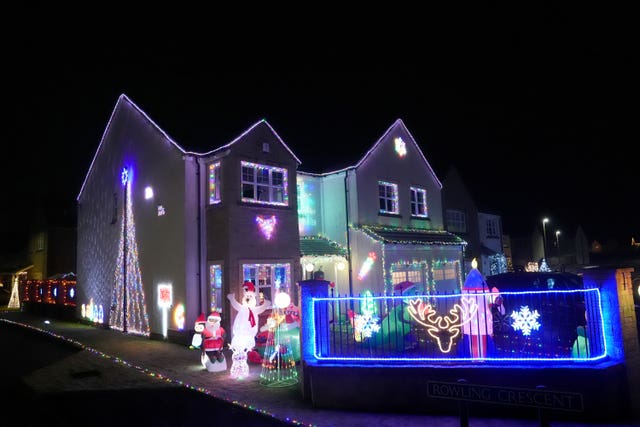 Christmas lights on a home in Larbert, Scotland