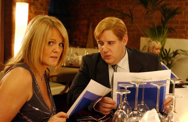 Comic Peter Kay taking Rovers landlady Shelley, played by Sally Lindsay, on a date from hell in Coronation Street (Granada TV/Handout)