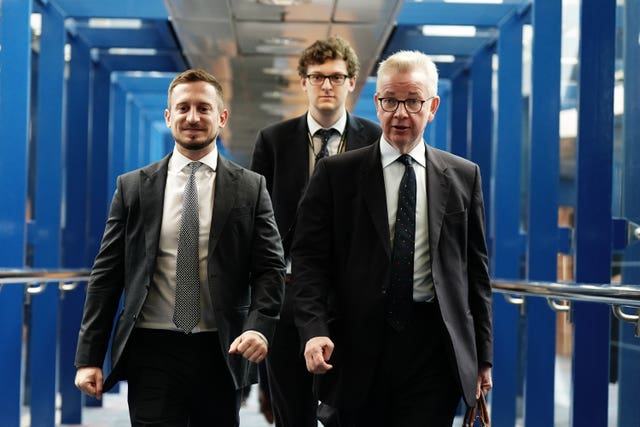 Michael Gove, right, at the Conservative Party conference at the International Convention Centre in Birmingham 