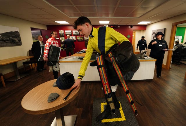 Michael O'Sullivan in the weighing room at Cheltenham