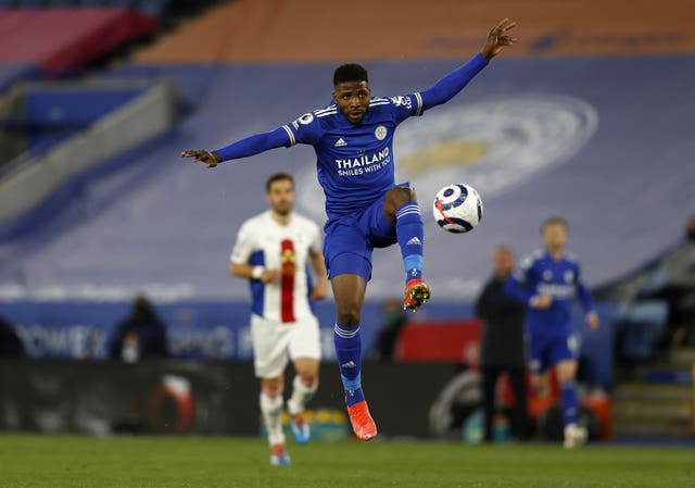 Leicester forward Kelechi Iheanacho controls the ball