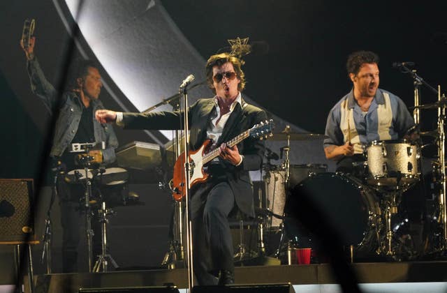 Arctic Monkeys performing at the Glastonbury Festival