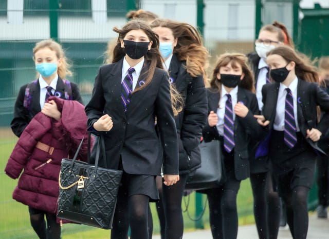 School students wearing masks