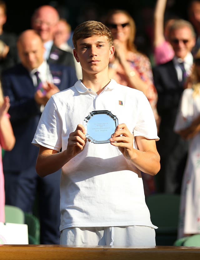 Jack Draper with his Wimbledon runners-up plate in 2018 