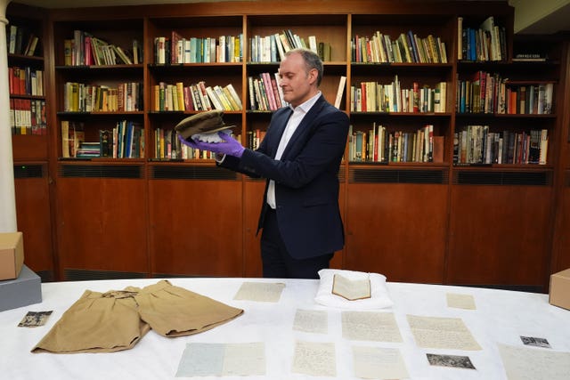 An Auxiliary Territorial Service hat worn by Dame Vera Lynn on display at the Imperial War Museum, London