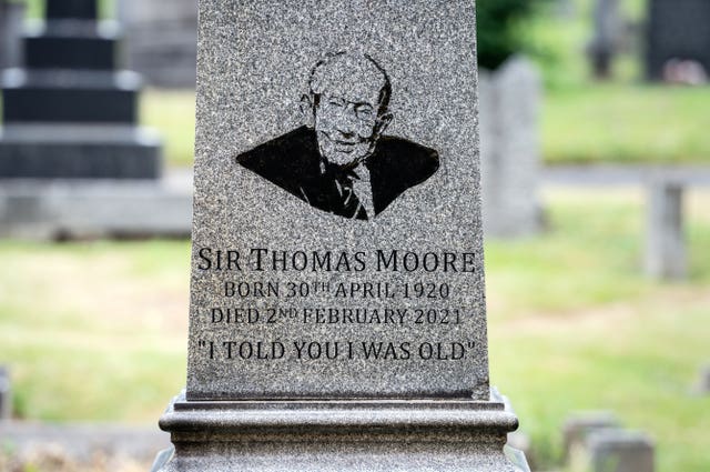 The family grave of Captain Sir Tom Moore 