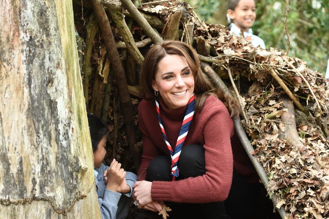 Kate got stuck in during her visit to the Scouts' headquarters