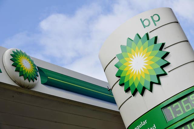 A view of a BP petrol station sign in Chelmsford, Essex