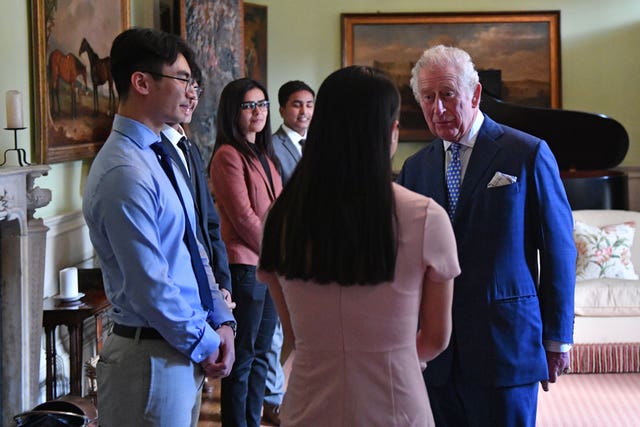 Charles speaks to students at King’s College during his visit to Cambridge