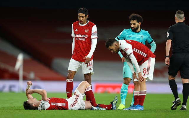 Tierney suffered knee ligament damage in the first-half of the defeat to Liverpool.