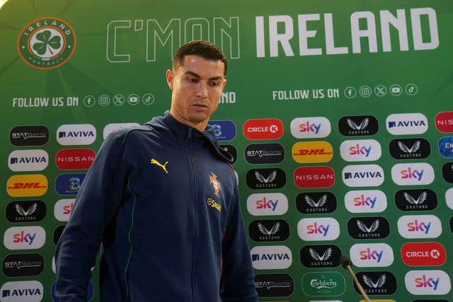 Cristiano Ronaldo ahead of a press conference