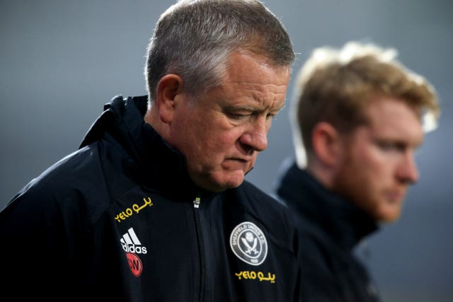 Chris Wilder's Sheffield United remain winless in the Premier League this term after a 1-0 loss at West Brom (Lindsey Parnaby/PA).