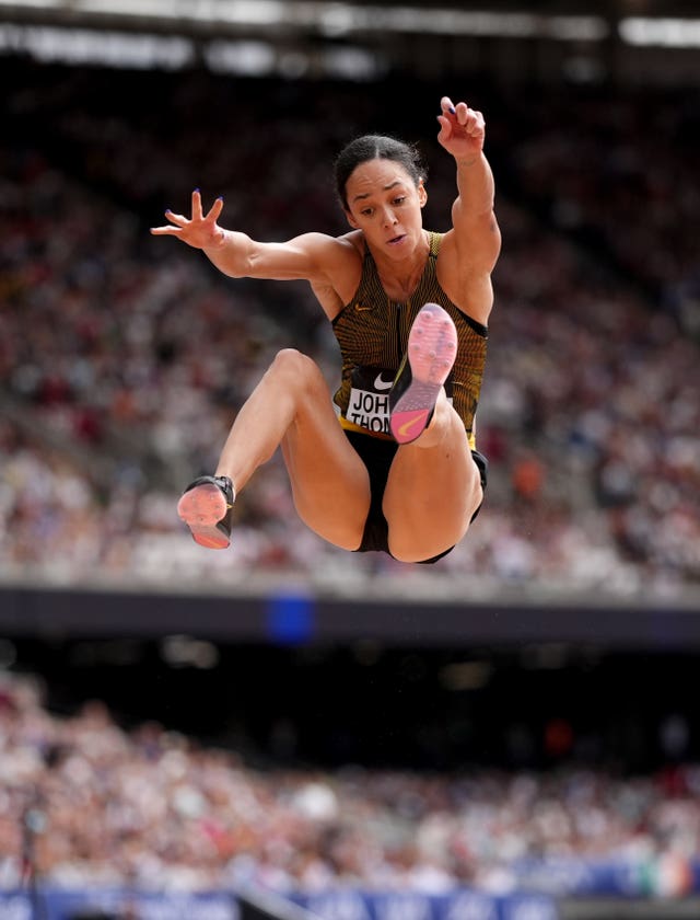 Katarina Johnson-Thompson leaps in the long jump event