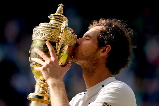 Murray celebrates winning Wimbledon for a second time in 2016 