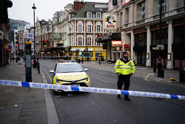 The scene on Shaftesbury Avenue