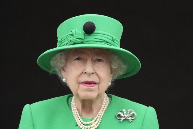 Queen Elizabeth II on the balcony of Buckingham Palace during the Platinum Jubilee celebrations