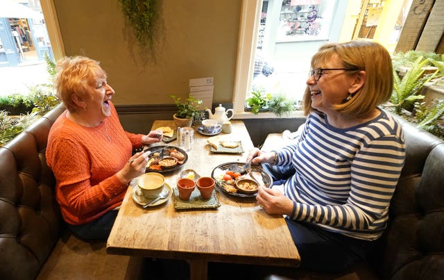 Karen McPherson (left) and Val Cavanagh at the Forest restaurant in York (Danny Lawson/PA)