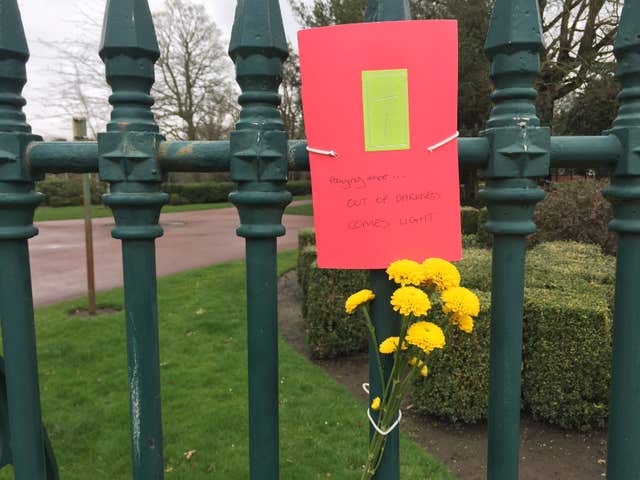 A tribute left in West Park (Josh Payne/PA)