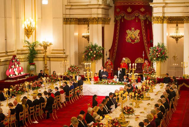 The scene in the Ballroom during a state banquet 