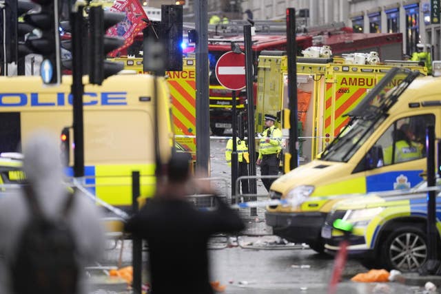 Police and emergency personnel on Monday in Water Street 