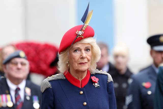 Queen Camilla during a visit to the Field of Remembrance at Westminster Abbey 