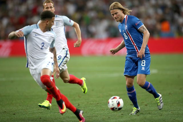 Walker played as England were beaten by Iceland in 2016