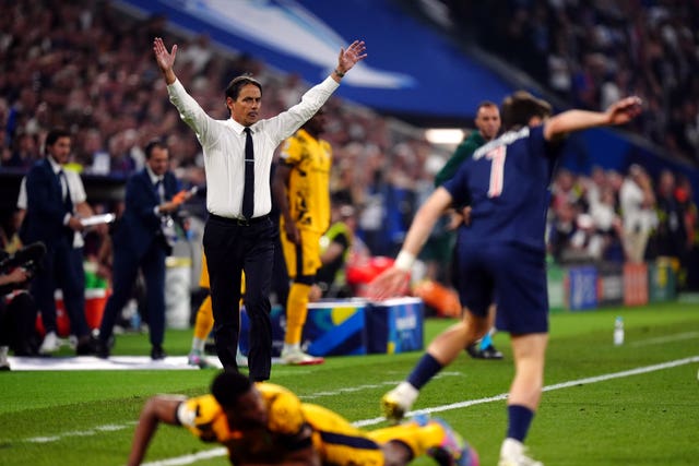 Inter Milan manager Simone Inzaghi appeals from the touchline