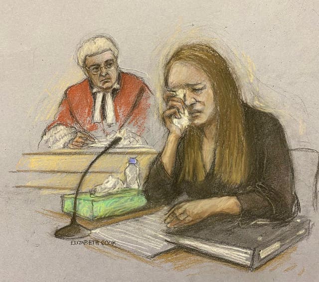 Lucy Letby giving evidence in the dock at Manchester Crown Court