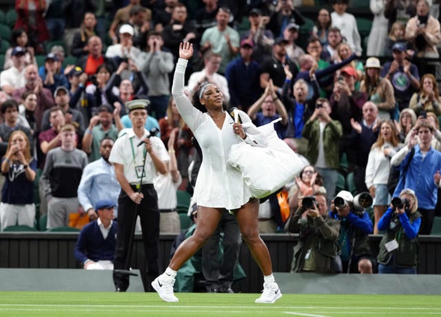 Serena Williams waves goodbye to Centre Court at Wimbledon 