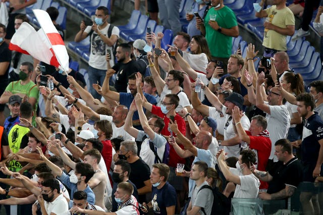 England fans celebrate at full-time