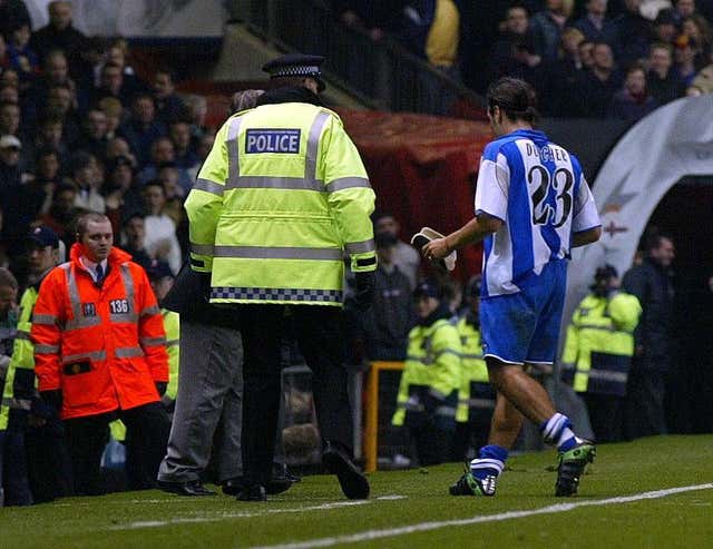 Aldo Duscher avoided a booking for his challenge on David Beckham, but would go onto be sent off for two yellow cards in that match